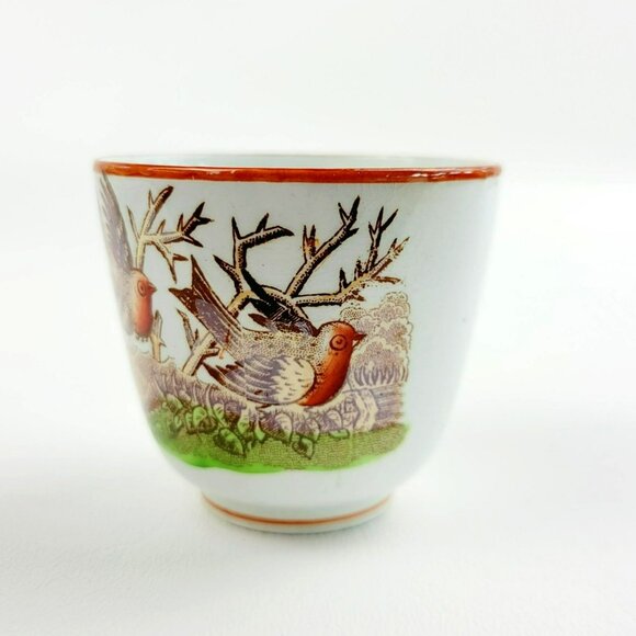 Antique Petrus Regout Demitasse Cup & Saucer Set Bird Design c. Late 1800s Dutch - Picture 3 of 15